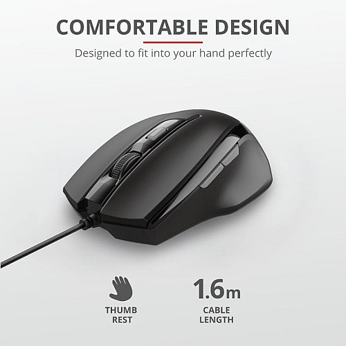 Мышь Trust Voca, USB-A, черный
