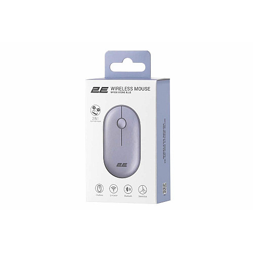 Мышь 2E MF300 Silent, WL/BT, синий