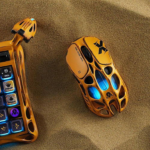 Миша GravaStar Mercury X Pro, 8K, BT/WL/USB-A, RGB, Battle-Worn Yellow