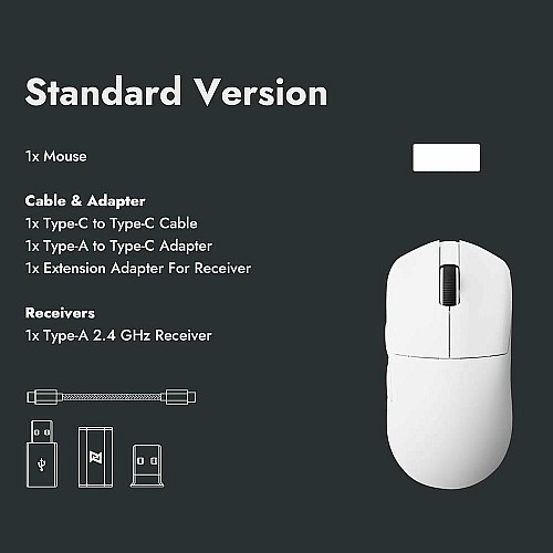Миша Lemokey G1 USB-A/USB-C/WL/BT, 8K, білий