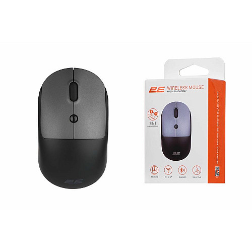 Мышь 2E MF218 Silent, WL/BT, черно-серый