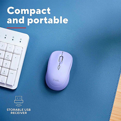 Миша Trust Yvi+ Compact Multi-Device, WL/BT/USB-A, фіолетовий