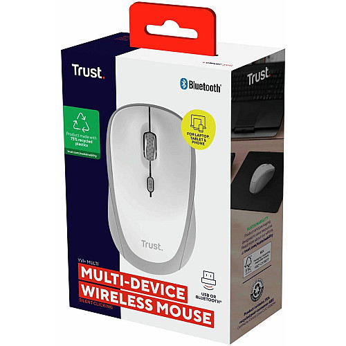 Миша Trust Yvi+ Compact Multi-Device, WL/BT/USB-A, білий