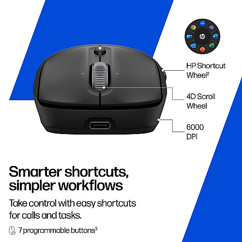 Миша HP 700 Rechargeable, WL/BT, чорний