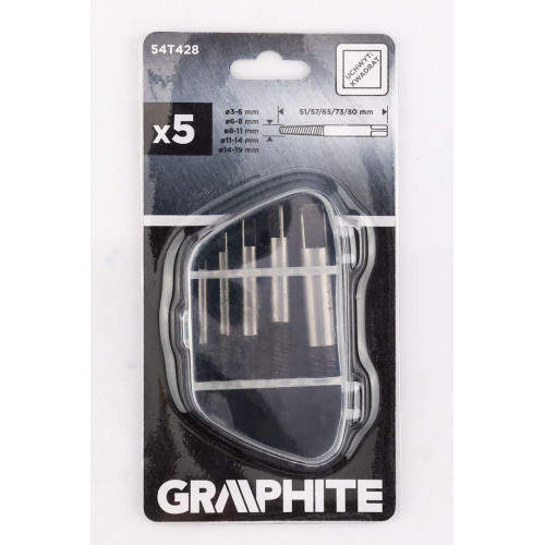 Екстрактори для зламаних гвинтів GRAPHITE для гвинтів 3-19мм, набір 5шт