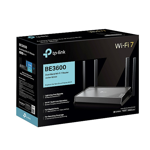 Маршрутизатор TP-LINK Archer BE220 BE3600, 4xGE LAN, 1xGE WAN, MESH