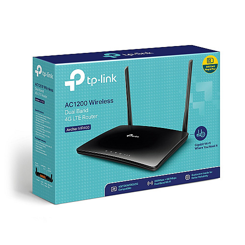 Маршрутизатор TP-LINK TL-MR400 AC1350, 4G/LTE, 3xFE LAN, 1xFE WAN, MESH