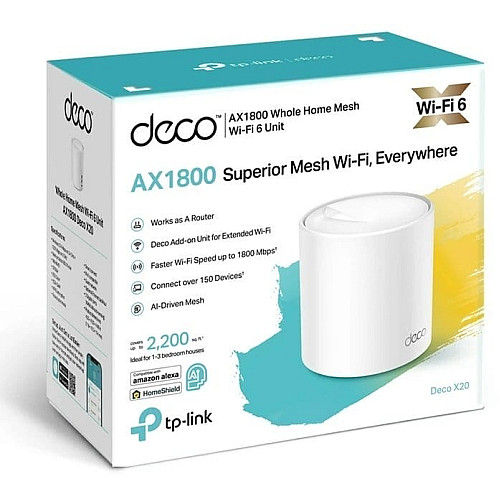 Система WiFi-Mesh TP-LINK Deco X20 AX1800, 1xGE LAN, 1xGE WAN, 1мод