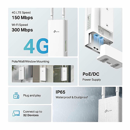 Зовнішній маршрутизатор TP-LINK TL-MR100 N300, 4G/LTE, 1xFE LAN/WAN