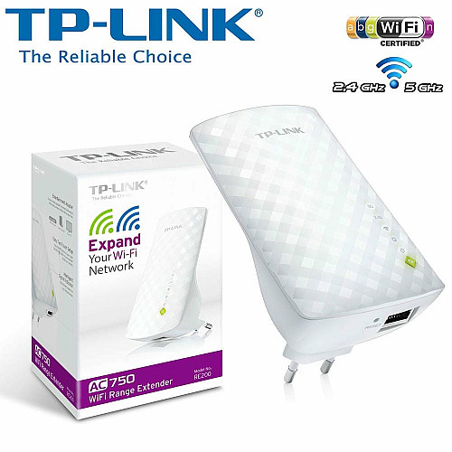Розширювач покриття WiFi TP-LINK RE200 AC750, 1хFE LAN, MESH