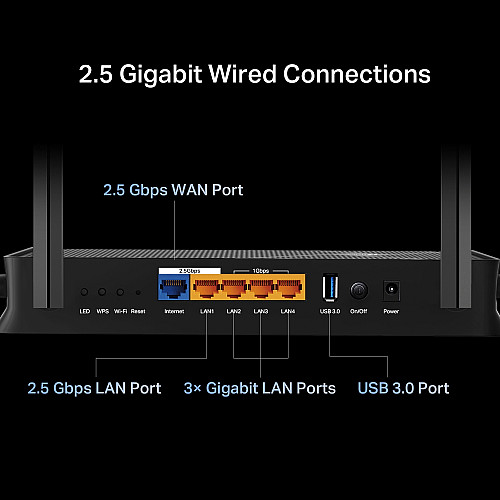 Маршрутизатор TP-LINK Archer BE230 BE3600, 3xGE LAN, 2.5xGE LAN, 2.5xGE WAN, 1xUSB3.0 MESH
