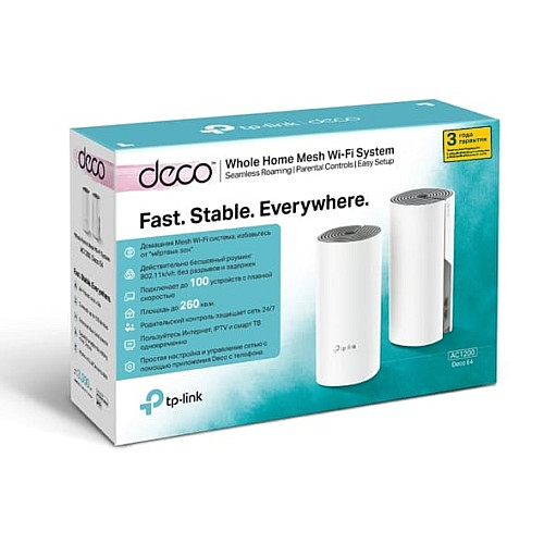 Система WiFi-Mesh TP-LINK Deco E4 AC1200, 2xFE LAN/WAN, 2мод