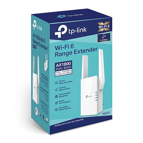Расширитель покрытия WiFi TP-LINK RE605X AX1800, 1хGE, MESH