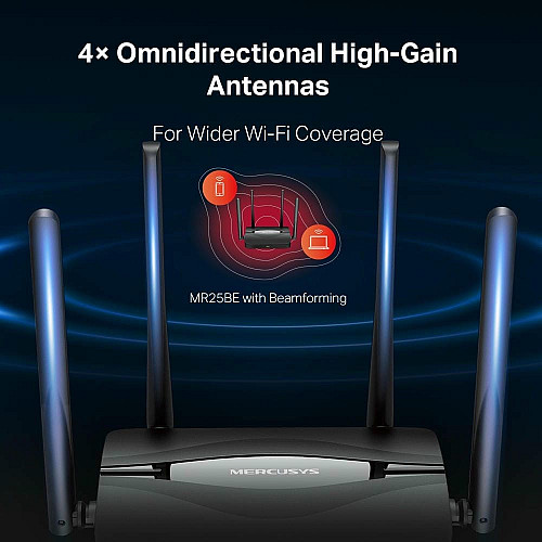 Маршрутизатор MERCUSYS MR25BE BE3600, 3xGE LAN, 1xGE WAN, MESH