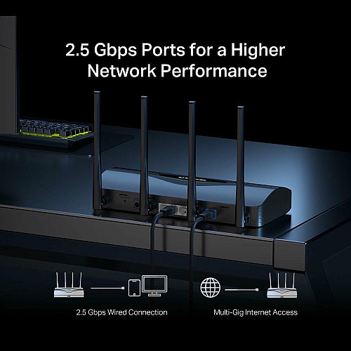 Маршрутизатор MERCUSYS MR27BE BE3600, 2xGE LAN, 1x2.5GE LAN, 1x2.5GE WAN, MESH
