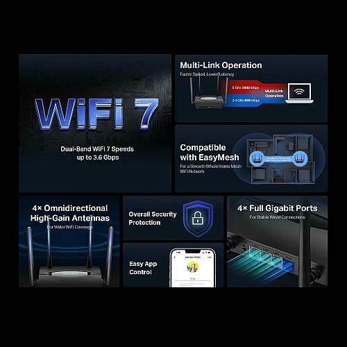 Маршрутизатор MERCUSYS MR25BE BE3600, 3xGE LAN, 1xGE WAN, MESH