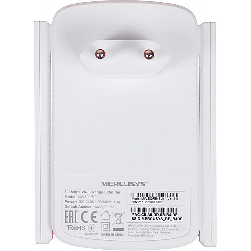 Розширювач покриття WiFi MERCUSYS MW300RE N300