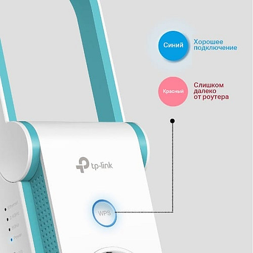 Расширитель покрытия WiFi TP-LINK RE365 AC1200б 1хFE LAN, MESH, Розетка
