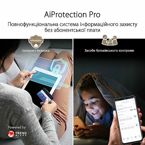 Система WiFi-Mesh ASUS ZenWiFi XT9 AX7800, 3xGE LAN, 1x2.5GE WAN, 1xUSB 3.2, 1 мод, чорний