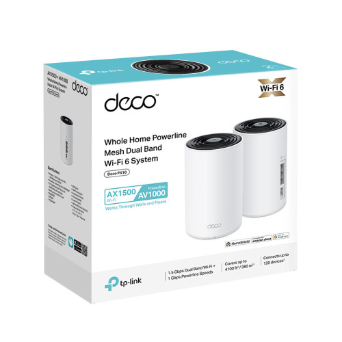 Система WiFi-Mesh TP-LINK Deco PX10 AX1500, 3xGE LAN/WAN, 2 мод, Powerline AV1000