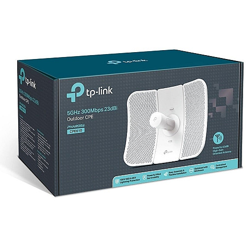 Точка доступа TP-LINK CPE610 N300 5ГГц 1xFE LAN, 23 дБи наруж. passive PoE