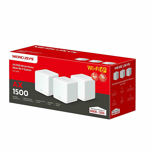 Система WiFi-Mesh MERCUSYS Halo H60X AX1500, 3xGE LAN/WAN, 3мод