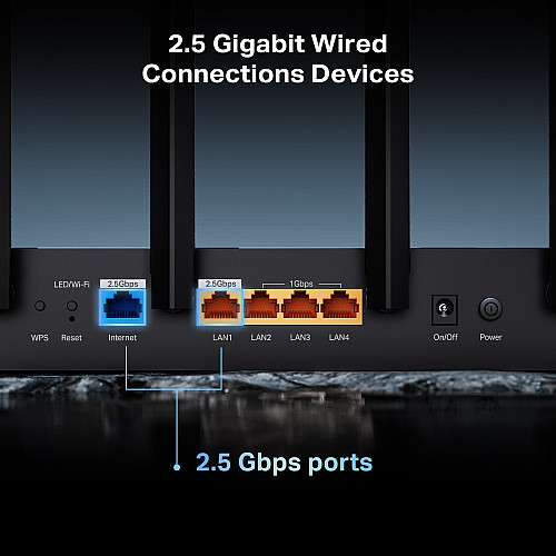 Маршрутизатор TP-LINK Archer BE400 BE6500, 3xGE LAN, 1x2.5GE LAN, 1x2.5GE WAN, 1xUSB3.0 MESH