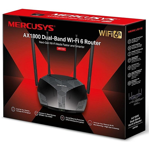 Маршрутизатор MERCUSYS MR70X AX1800, 3xGE LAN, 1xGE WAN