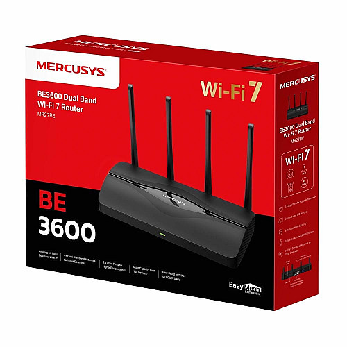 Маршрутизатор MERCUSYS MR27BE BE3600, 2xGE LAN, 1x2.5GE LAN, 1x2.5GE WAN, MESH