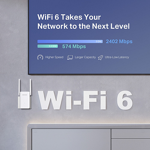 Розширювач покриття WiFi MERCUSYS ME80X AX3000, 1хGE LAN