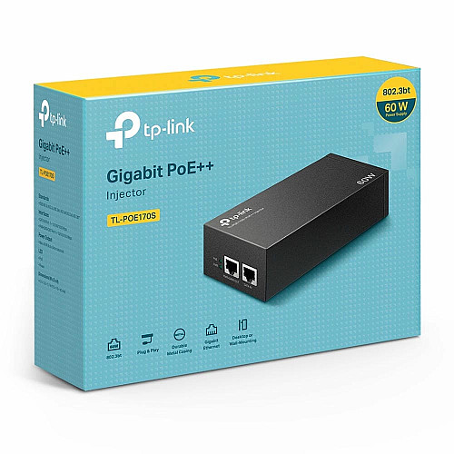 Інжектор PoE TP-LINK POE170S 1xGE, 1xGE PoE, 60Вт