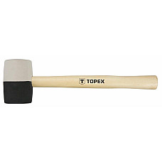 Киянка гумова TOPEX 450г 58мм руків'я дерев'яне чорно-біле
