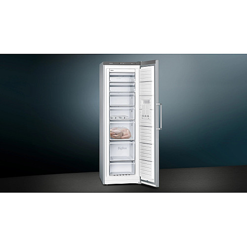 Морозильна камера Siemens, 186x60x65, 242л, 1дв., E, NF, нержавіюча сталь