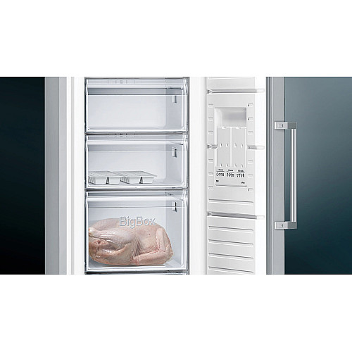 Морозильна камера Siemens, 186x60x65, 242л, 1дв., E, NF, нержавіюча сталь
