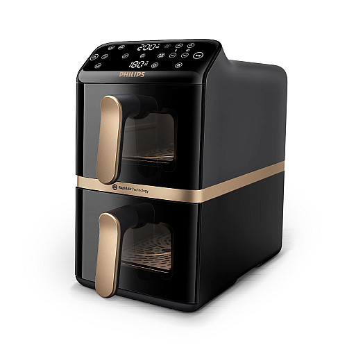 Мультипіч Philips Stacked Dual 2300Вт, чаша-5+5л, сенсорне управл., 6 авто. программ, пластик, чорний