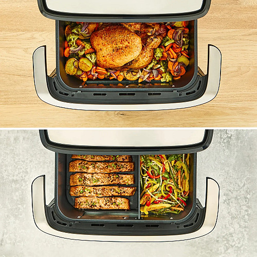 Мультипіч Tefal Dual Easy Fry Flex, 2700Вт, чаша-5.5+3.5л, сенсорне керув., з віконцем, 2 чаши, гриль, пластик, чорний