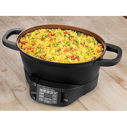 Мультиварка Russell Hobbs GoodToGo, 1000Вт, чаша-6.5л, електронне керув., знімна кришка, кераміка, чорний