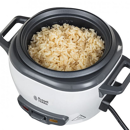 Рисоварка Russell Hobbs, 200Вт, чаша-0.7л, механическое управл., съемная крышка, нерж. сталь, черно-белый