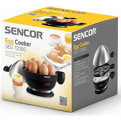 Яйцеварка Sencor, 380Вт, механическое управл., 3 уровня приготовления, на 7 яиц, металл/пластик, черный