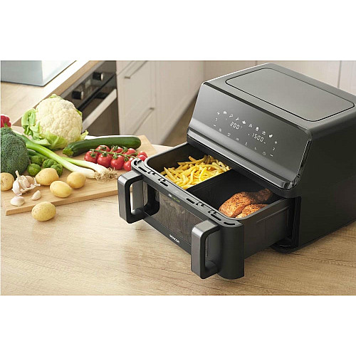 Мультипечь Sencor Dual Vita Fryer, 2700Вт, чаша-4.5+4.5л, сенсорное управл., 2 чаши, гриль, пластик, черный