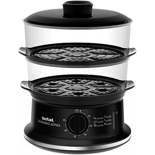 Пароварка Tefal Convenient, 900Вт, чаша-2.9/3.1л, резервуар для воды -1.5л, механическое управл., пластик, черный