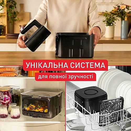 Мультипечь Tefal Easy Fry Silence XXL Smart Vision, 1800Вт, чаша-7л, сенсорное управл., 55 программ, с окошком, пластик, нерж. сталь-черный