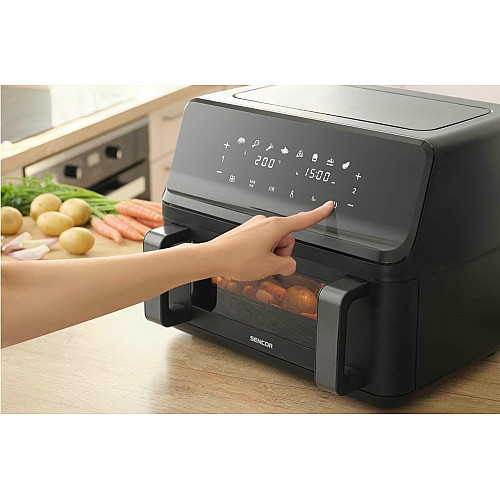 Мультипечь Sencor Dual Vita Fryer, 2700Вт, чаша-4.5+4.5л, сенсорное управл., 2 чаши, гриль, пластик, черный