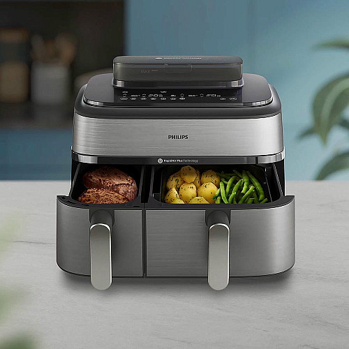 Мультипечь Philips Ovi Dual Steam 2750Вт, чаша-3+6л, сенсорное управл., 12 авто. программ, пластик/металл