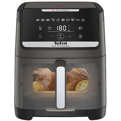 Мультипечь Tefal Easy Fry Silence XXL, 1800Вт, чаша-7, сенсорное управл., 10 программ, с окошком, пластик, темно-серый