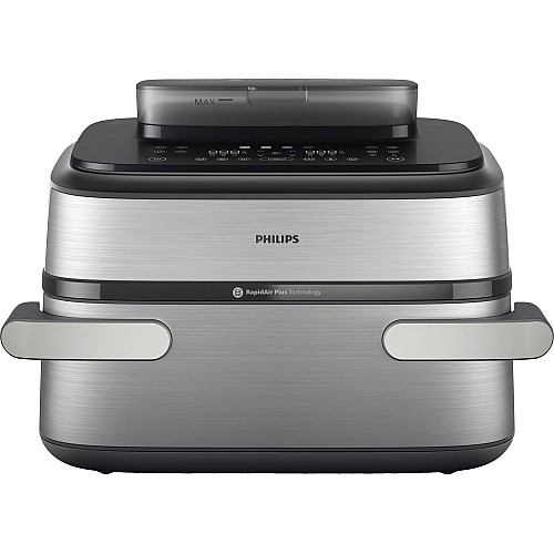 Мультипіч Philips Ovi Dual SteamFry 2750Вт, чаша-3+6л, сенсорне управл., 8 авто. програм,  пластик/метал, сірий