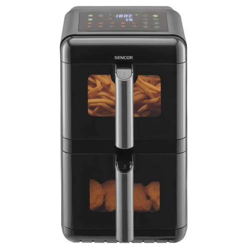 Мультипіч Sencor Dual Vita Fryer, 3000Вт, чаша-5.8+5.8л, сенсорне керув., 2 чаши, з віконцем, гриль, пластик, чорний