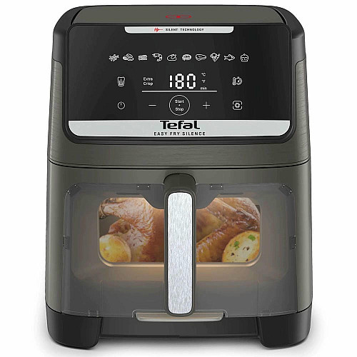 Мультипечь Tefal Easy Fry Silence XXL, 1800Вт, чаша-7, сенсорное управл., 10 программ, с окошком, пластик, темно-серый