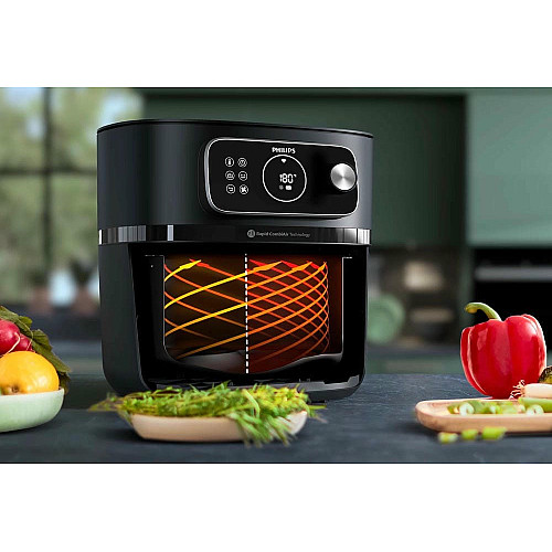 Мультипечь Philips Ovi Combi Connected, 2200Вт, чаша-8.3л, механическое управл., 22 авто. программ, пластик, черный