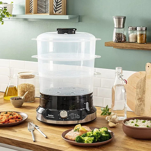 Пароварка Tefal Ultracompact, 800Вт, объем-9л, резервуар для воды -1л, механическое управл., пластик, черный
